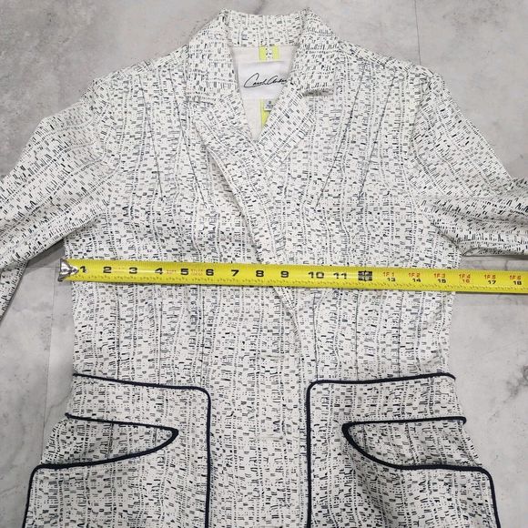 Carol Anderson Blazer Jacket Womens Size 2 White Black Trim Career Button Front - Picture 7 of 11
